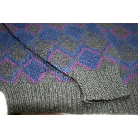 VTG Luciano Barbera Mens Mohair Wool Grandpa Sweater Size 50 (L) Italy Argyle - Picture 5 of 8